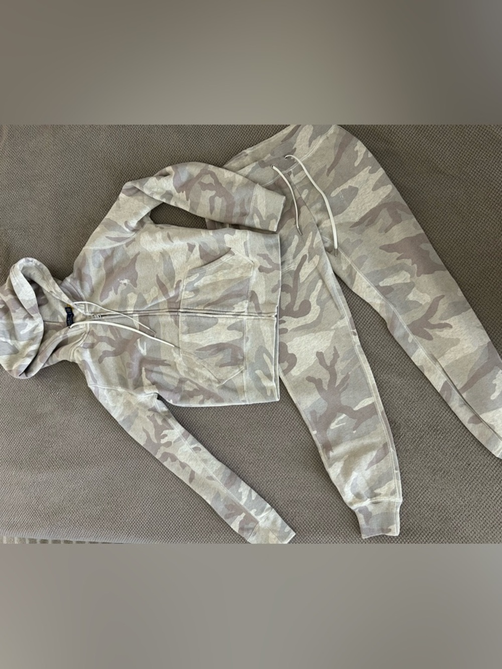 Women’s Ralph Lauren Neutral Camo Zip Hoodie in Taupe and Cream